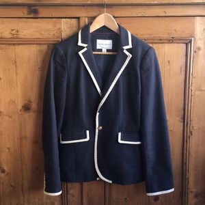 Size 8 navy blazer with white trim & gold buttons
